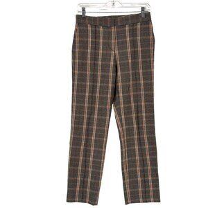 Maje Trousers Womens 36 Plaid Dress Pants Slim Fit Pockets‎ 70s Retro Preppy